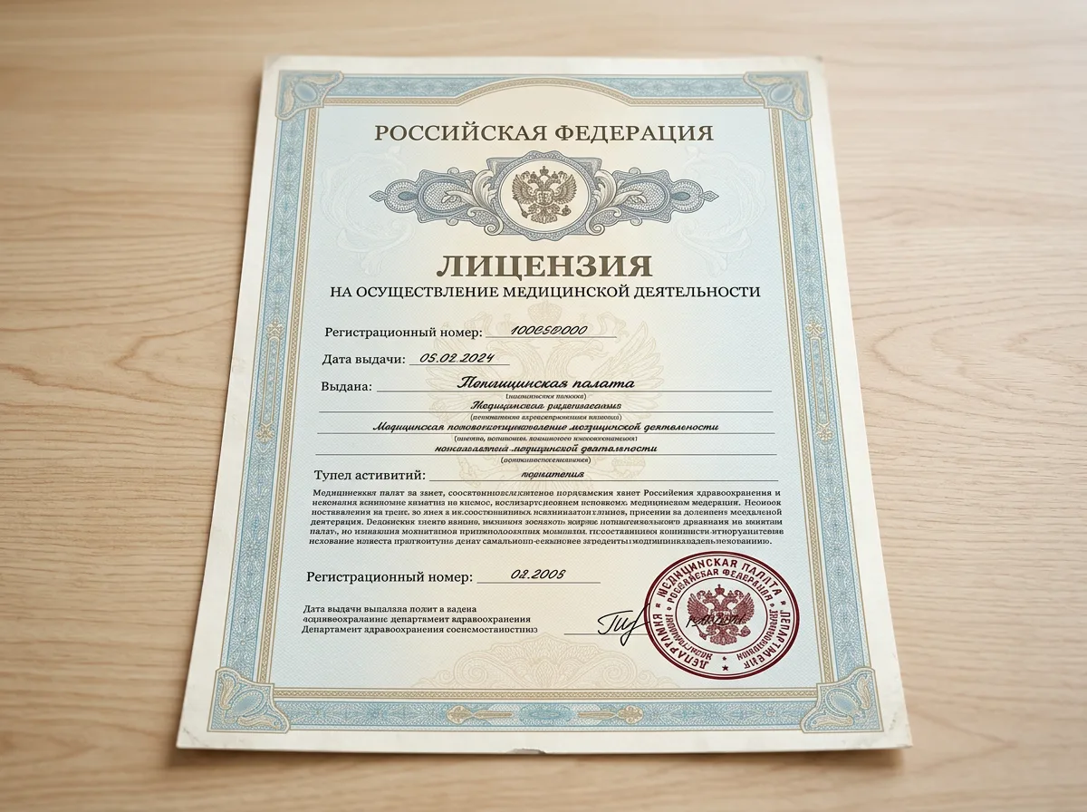Выписка из реестра лицензий Минздрава РФ на ООО МедПомощь Невская, официальный бланк с печатью